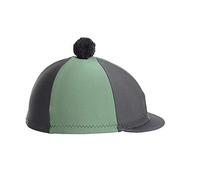 Hy Two Tone Lycra Silks with Bobble - Black/Green - Horse Riding Hat Covers