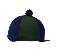Hy Two Tone Lycra Silks with Bobble - Navy/Green - Horse Riding Hat Covers