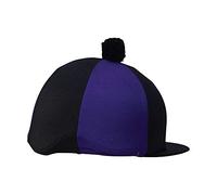 Hy Two Tone Lycra Silks with Bobble - Purple/Black - Horse Riding Hat Covers