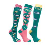 Hy Women's Free As A Bird Socks (Pack of 3) in Dark Green | Size: 4-8 Hy Dark Green 4-8