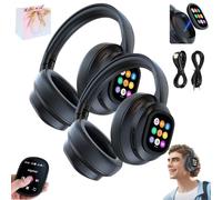 HY-X1 Pro AI Translation Wireless Headphones with Movable LCD Touch Screen, Real-Time 115 Language Translator, 2026 New Multifunctional Translation Headset, for Travel Business (2pcs)