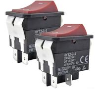 HY12-9-4 Rocker Switch 20A 250V AC DPST 4 Pin for Table Saws Woodworking Tools Red Black IP55 Rated(2PCS)