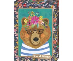 HY29970 - Heye Puzzles - 1000 pc - Floral Friends, Gentle Bruin