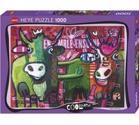 HY29984 - Heye Puzzles - 1000 Pc - Cool Cattle, Striped Cows