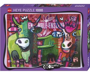 HY29984 - Heye Puzzles - 1000 Pc - Cool Cattle, Striped Cows