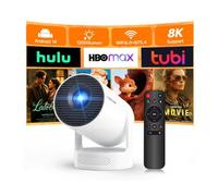 HY300 Pro+ Projector with Built-in 5W Speaker, 1920 * 1080P, Android 14, 8000 Lumens, WiFi 6, BT5.4, Outdoor Portable Projector (White)