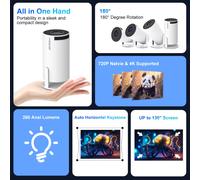 HY300 Pro Smart Projector 4K Support Android 11 Dual WiFi 6 BT5.4 1080P HD Home Outdoor Cinema