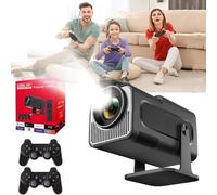 HY320 Projector, Support 4K 1080P Portable Projector with Wifi 6 and Bluetooth, Android TV Smart Projrctor Auto Keystone, 180°Rotatable, Outdoor Video Projectors for Phone/TV (HY320&Game controller)