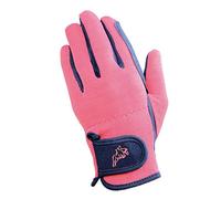 Hy5 Children's Everyday Two Tone Horse Riding Gloves - Navy/Raspberry - Child Small