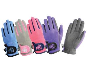Hy5 Everyday Two Tone Children's Riding Gloves - Navy/Raspberry - Child Extra Large
