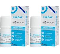 Hyabak Eye Drops - to provide comfort and relief for Dry Eye | For dry eyes, caused by environmental factors I Suitable for Contact Lens Wearers and screen users | Preservative-Free |10 ml (Pack of 2)