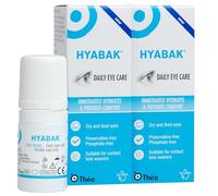 Hyabak Preservative-Free Eye Drops, Dry Eye Relief, Hyaluronic Acid, 2 Pack