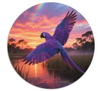 Hyacinth Macaw 1000 Piece Round Jigsaw Puzzle For Puzzle Fans Moderate Complexity Hand Crafting Patience Game Bird Party Fun Birthday Surprise 1000pcs (67.5x67.5cm)