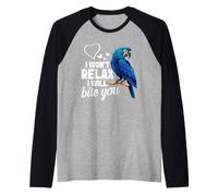 Hyacinth Macaw Birdkeeping Bite You Hyacinth Macaw Raglan Baseball Tee