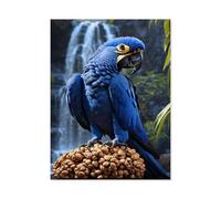 Hyacinth macaw in front of a tropical waterfall，Jigsaws Puzzles 1000 Pieces Teens Kids Jigsaw Entertainment Toys Brain Challenge Puzzle（50x70cm）-AG74