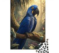 Hyacinth Macaw Perched on A Dense Branch1000 Piece Impossible for Adults Games Gifts Kids Challenge Jigsaw