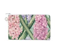 Hyacinths Flowering from Green Fence Portable Canvas Coin Purse Fashion Pencil Case Travel Makeup Bag