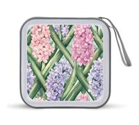 Hyacinths Flowering from Green Fence Portable CD Case Holder 48 Capacity Travel DVD Storage Boxs Wallet Bag