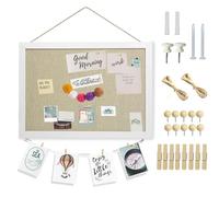 Hyacinthy Cork Board Pin Board, 28 X 42 CM Linen Hanging Wood Framed Photo Board Bulletin Board with Pins, Memo School Notice Boards for Walls, Vision Board for Home Bedroom Kitchen Office Décor