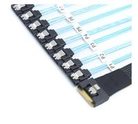 HYAGBCOP Half-wrap Scoop-Proof Insertion Slim S/AS 4.0 SFF-8654 8i 74Pin to 8X SATA 7pin Female Straight with Locking Latch 12Gbps Cable(0.5 Meters)
