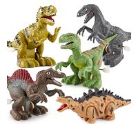 HYAKIDS Dinosaur Toys for Boys, Wind Up Toy, T-Rex Toy Dinosaurs Figures | Walking, Lights with Movable Jaws Claws, Dinosaur Figure Included T Rex Spinosaurus Therizinosaurus Stegosaurus Velociraptor