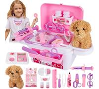 HYAKIDS Vet Set for Kids Toy Age 3, Doctors Set with Plush Dog, Pretend Role Play Medical Kit Toys, 3 4 5 Year Old Girls Boys Gifts