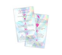 Hyaluron Pen Filler Aftercare Instructions Card | 50 Pack | Physical Printed 2x3.5” inches Business Card Size | Holographic with Pink Icons Design