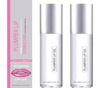 Hyaluronic Acid Lip Plumper Gloss, Volumizing & Moisturizing Lip Serum Oil with Jojoba Oil, Clear High Shine Non-Sticky, Improves Dull, Reduces Fine Lines, 24HR Hydration for Fuller Looking (2Pcs)