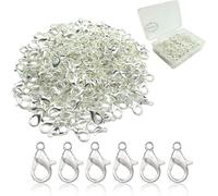 Hyamass 200pcs Curved Lobster Clasps 5x10mm Silver Plated Lobster Claw Clasps DIY Jewelry Fastener Hook,Necklace DIY Fasteners(Silver)