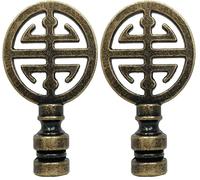 Hyamass 2Pcs Finial for Lamp Shade Oriental Lamp Finial Asian Lamp Finial Happiness Symbol Lamp Cap Knob Lamp Knob Top Asian Lamp Decoration(Bronze）