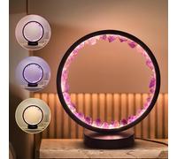 HYAMVOR Amethyst Night Light,3 Colors Ambient Lighting USB Dimming Nursery Light,Healing Crystal Table Lamp,Natural Energy Decor for Bedroom Home Dating Gift (Purple, Circle)