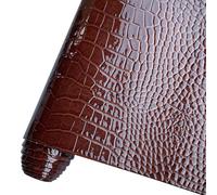 HYANG Coffee Glossy Embossed Crocodile Texture PU Faux Leather Roll 11.8 "x 53" Very Suitable for Making Crafts, Leather Earrings, Different DIY Projects