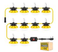 HYANGLUX 100FT Construction String Lights with Switch & Replaceable Bulbs, LED Work Light, ETL Certified, IP65 Waterproof, Linkable up to 8 Sets, for Jobsite, Attic, Garage