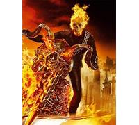 Hyanun DIY 5D Diamond Painting by Number Kits, Flame Ghost Rider 12x16in Diamond Painting Full round Rhinestone Embroidery Cross Stitch Pictures Diamond Art Craft for Home Wall Decor Gifts30x40cm
