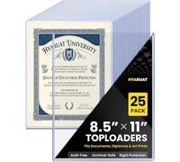 HYARUAT 8.5x11 Toploader 25 Pack, 39PT Rigid PVC Sheet Protectors, No Hole Hard Plastic Top Loading Document Sleeves for Documents, Photos, Art Prints, Comic Books, Contract & Certificates (Blue Tint)