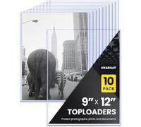 HYARUAT 9x12 Toploader - Clear Semi-Rigid PVC Sheet Protectors, Hard Plastic Sleeves for Photos, Posters, Documents, and Prints (10-Pack)