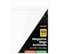 HYARUAT Mylar Magazine Bags with Resealable Flap - 9"x11.25" Acid-Free Protection for TIME/People/Vogue, 2 Mil Archival Sleeves (50 Pack)