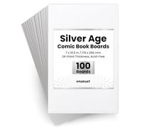 HYARUAT Silver Comic Book Boards - 100 Pack, Acid-Free White Cardboard, 24pt, Precision Cut for Silver Age Comic Bags, Ideal for Storage & Archival