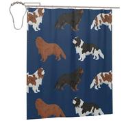 Hyaszst Bath Curtain Waterproof Fabric Home Decor Shower Curtains,Cavalier King Charles Spaniel Navy Blue Cute Dog Pet Dogs Ruby Black And Tan