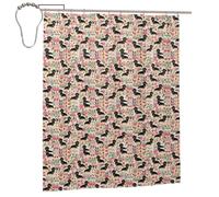 Hyaszst Bath Curtain Waterproof Fabric Home Decor Shower Curtains,Flowers Pink Dachshund