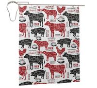 Hyaszst Bath Curtain Waterproof Fabric Home Decor Shower Curtains,Meat Cuts Diagrams Butcher Shop