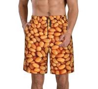 Hyaszst Beach Pants Breathable Shorts Quick-Drying Shorts Swimming Trunks Drawstring Casual Pants,Baked Beans,As Shown,L
