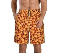 Hyaszst Beach Pants Breathable Shorts Quick-Drying Shorts Swimming Trunks Drawstring Casual Pants,Baked Beans,As Shown,S