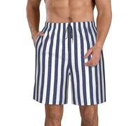 Hyaszst Beach Pants Breathable Shorts Quick-Drying Shorts Swimming Trunks Drawstring Casual Pants,Blue White Striped Pattern,As Shown,2XL