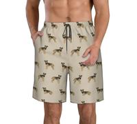 Hyaszst Beach Pants Breathable Shorts Quick-Drying Shorts Swimming Trunks Drawstring Casual Pants,Border Terrier Dog Dogs Border Terriers Tan,As Shown,L