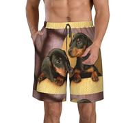 Hyaszst Beach Pants Breathable Shorts Quick-Drying Shorts Swimming Trunks Drawstring Casual Pants,Dachshund Puppies Pets Dogs Small Dachshund,As Shown,S