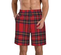 Hyaszst Beach Pants Breathable Shorts Quick-Drying Shorts Swimming Trunks Drawstring Casual Pants,Royal Stewart Tartan,As Shown,L
