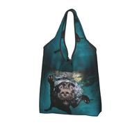 Hyaszst Shoulder Bags HandBags Fold eco-friendly Shopping Bags,Black Labrador Retriever Dog Swimming