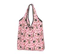Hyaszst Shoulder Bags HandBags Fold eco-friendly Shopping Bags,Yorkie Valentines Day Yorkshire Terrier Love Design Pink