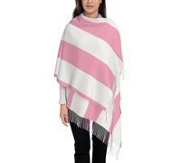 Hyaszst Warm Tassel Scarf Winter Long Soft Feel Imitation Cashmere Long Shawl Pink And White Striped